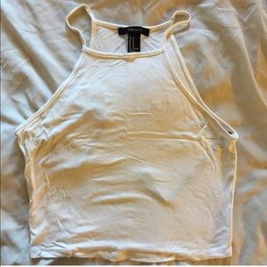 F21 white halter crop top